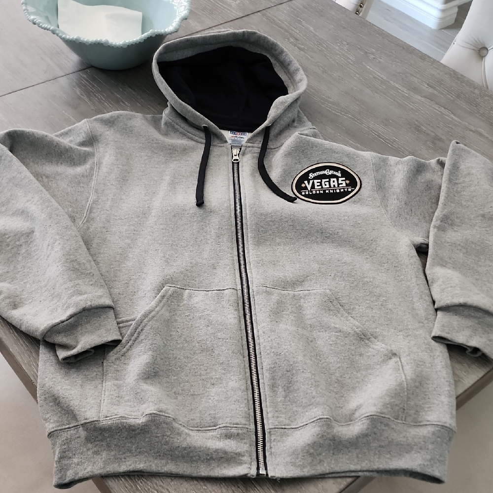 Jerzees Gray Zip-Up Hoodie LV GOLDEN KNIGHTS
